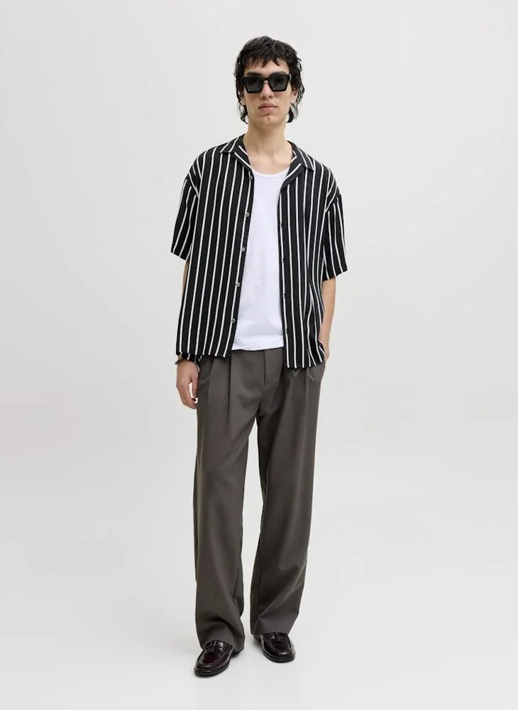 JACK & JONES Black Striped Short Sleeve Shirt for Men | Best Price UAE